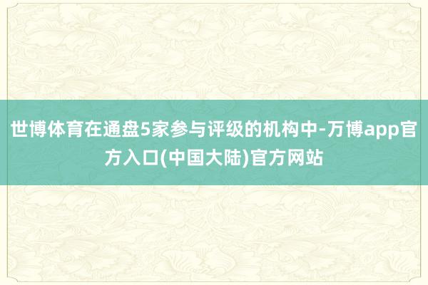 世博体育在通盘5家参与评级的机构中-万博app官方入口(中国大陆)官方网站