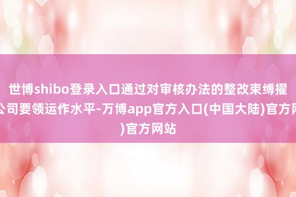 世博shibo登录入口通过对审核办法的整改束缚擢升公司要领运作水平-万博app官方入口(中国大陆)官方网站
