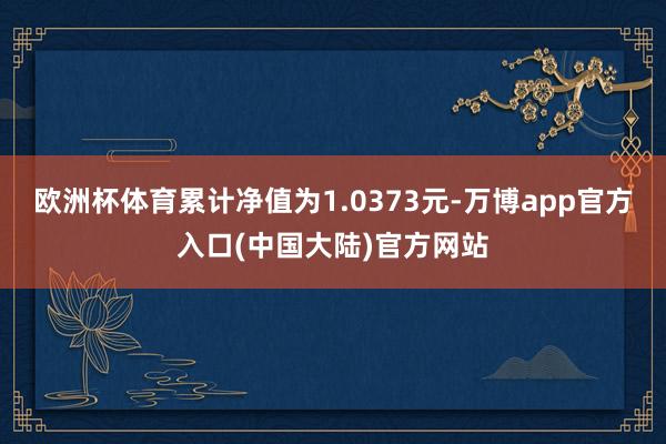 欧洲杯体育累计净值为1.0373元-万博app官方入口(中国大陆)官方网站