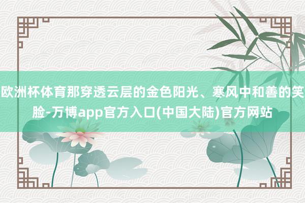 欧洲杯体育那穿透云层的金色阳光、寒风中和善的笑脸-万博app官方入口(中国大陆)官方网站
