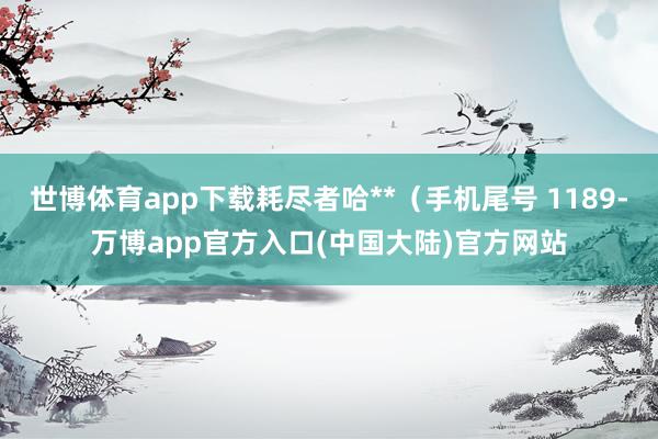世博体育app下载耗尽者哈**（手机尾号 1189-万博app官方入口(中国大陆)官方网站