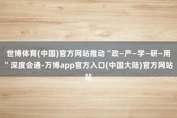 世博体育(中国)官方网站推动“政—产—学—研—用”深度会通-万博app官方入口(中国大陆)官方网站