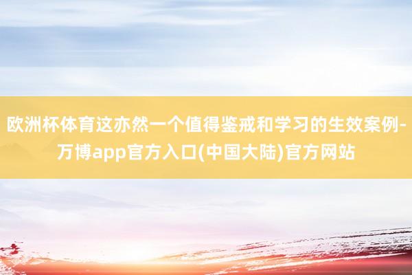 欧洲杯体育这亦然一个值得鉴戒和学习的生效案例-万博app官方入口(中国大陆)官方网站