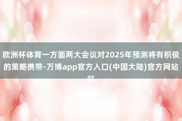 欧洲杯体育一方面两大会议对2025年预测将有积极的策略携带-万博app官方入口(中国大陆)官方网站