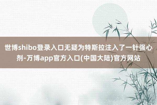 世博shibo登录入口无疑为特斯拉注入了一针强心剂-万博app官方入口(中国大陆)官方网站
